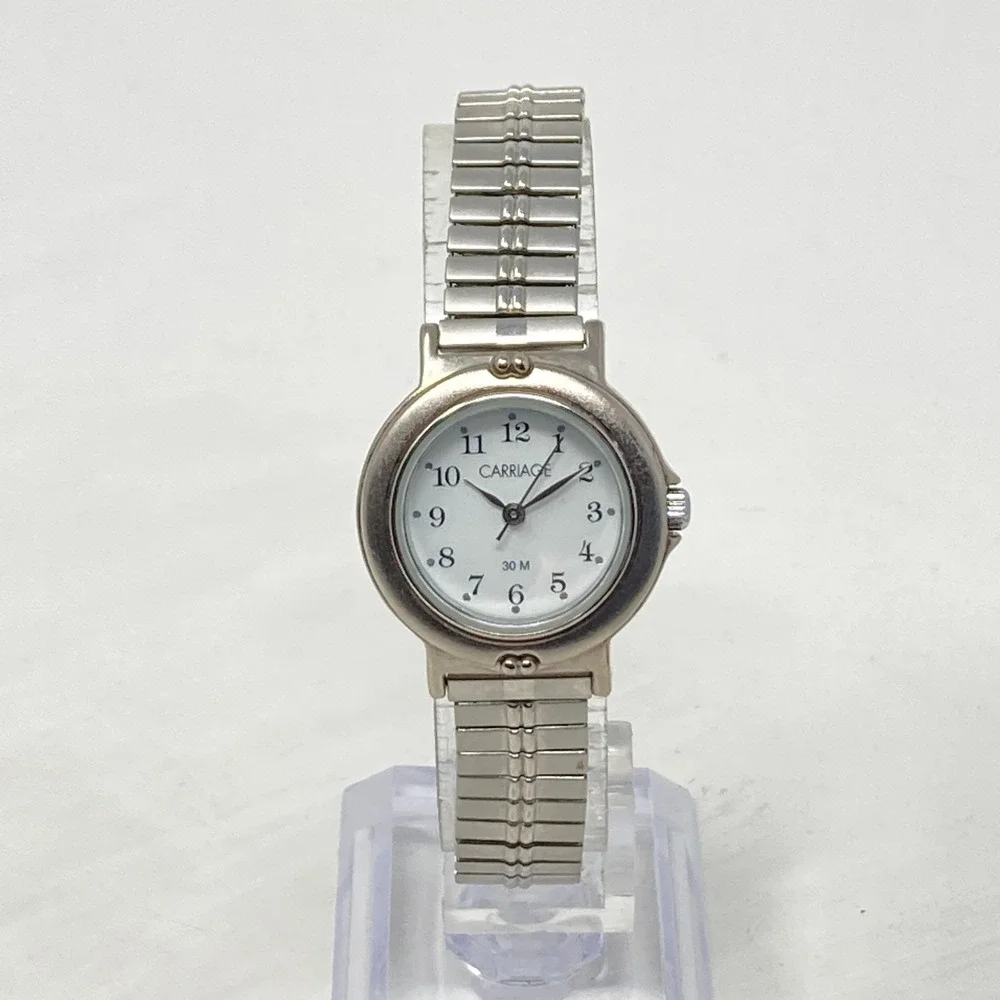 Carriage Timex Watch Women 26mm Silver Tone NO INDIGLO Matte New Batter SMALL 6
